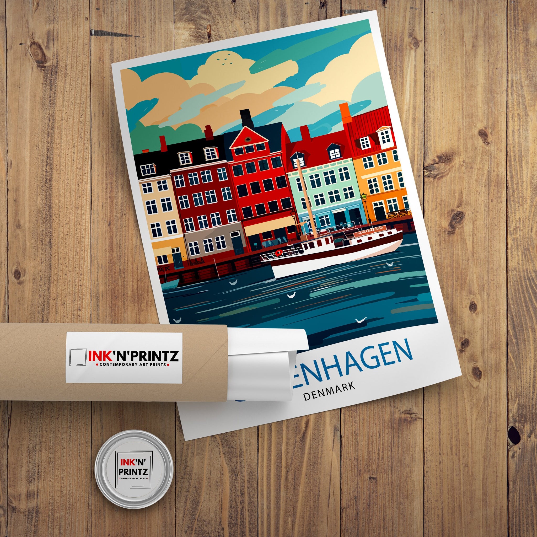 Copenhagen Travel Print Denmark Wall Art Copenhagen Home Decor Copenhagen Illustration Travel Poster Gift Denmark Home Decor