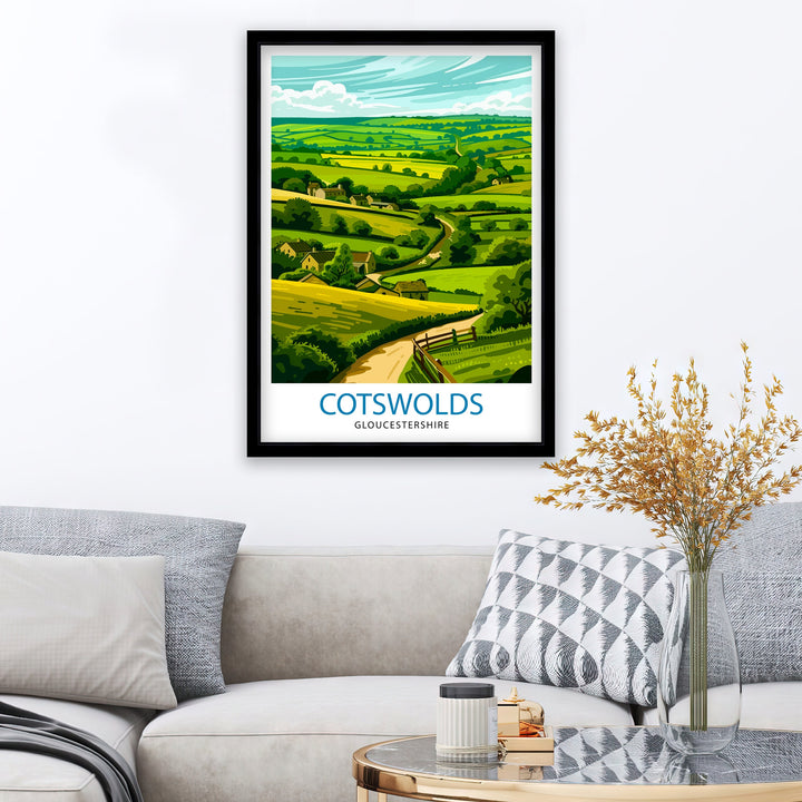 Cotswolds Travel Poster Cotswolds Wall Art Cotswolds Illustration Travel Poster Gift Cotswolds Home Decor