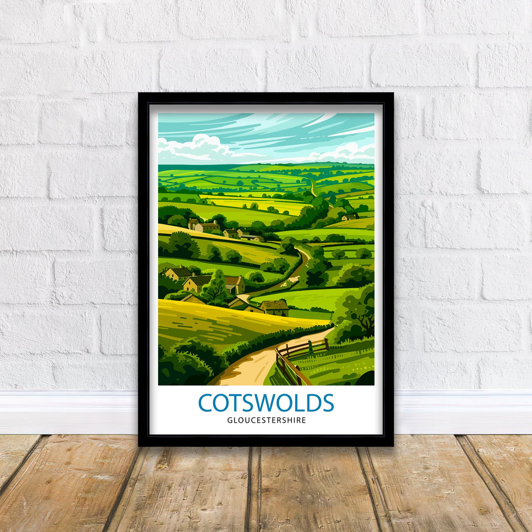 Cotswolds Travel Poster Cotswolds Wall Art Cotswolds Illustration Travel Poster Gift Cotswolds Home Decor