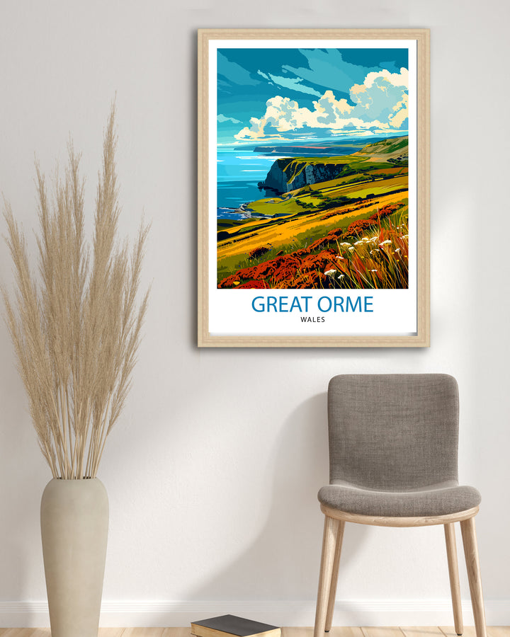 Great Orme Travel Poster Wall Art Great Orme Wall Hanging Home Décor Great Orme Gift Art Lovers Wales Art Lover Gift Poster Art