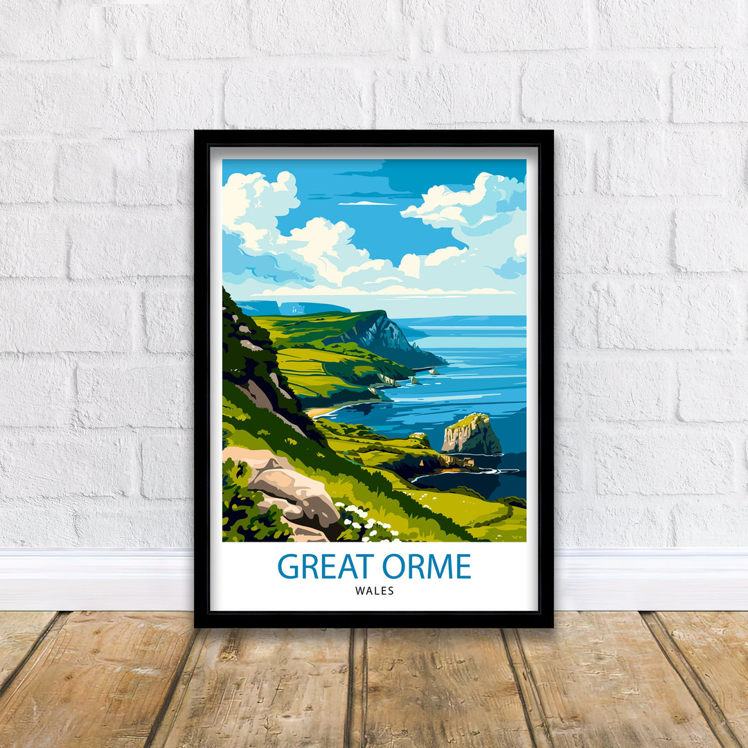 Great Orme Travel Poster Wall Art Great Orme Wall Hanging Home Décor Great Orme Gift Art Lovers Wales Art Lover Gift Poster Art Description: