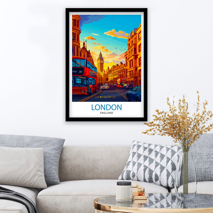 London Travel Poster London Wall Art London Home Decor London Illustration Travel Poster Gift For London UK Home Decor