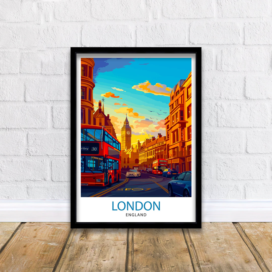 London Travel Poster London Wall Art London Home Decor London Illustration Travel Poster Gift For London UK Home Decor