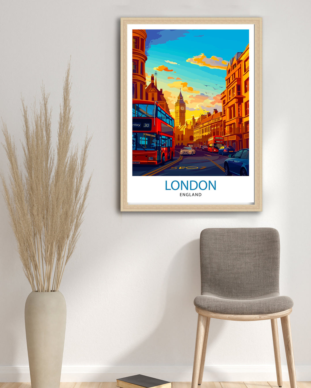 London Travel Poster London Wall Art London Home Decor London Illustration Travel Poster Gift For London UK Home Decor