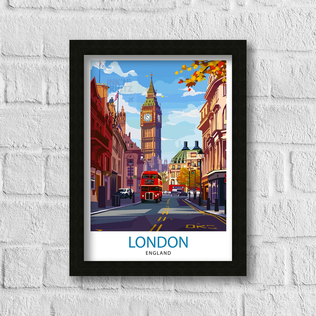 London Travel Poster London Wall Art London Home Decor London Illustration Travel Poster Gift For London UK Home Decor