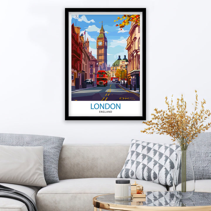 London Travel Poster London Wall Art London Home Decor London Illustration Travel Poster Gift For London UK Home Decor