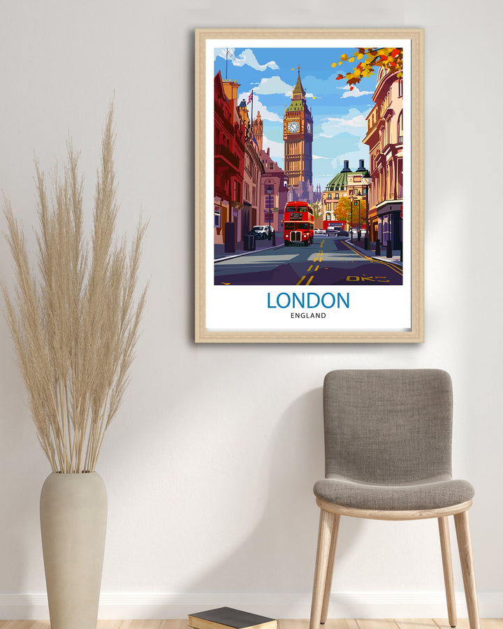 London Travel Poster London Wall Art London Home Decor London Illustration Travel Poster Gift For London UK Home Decor