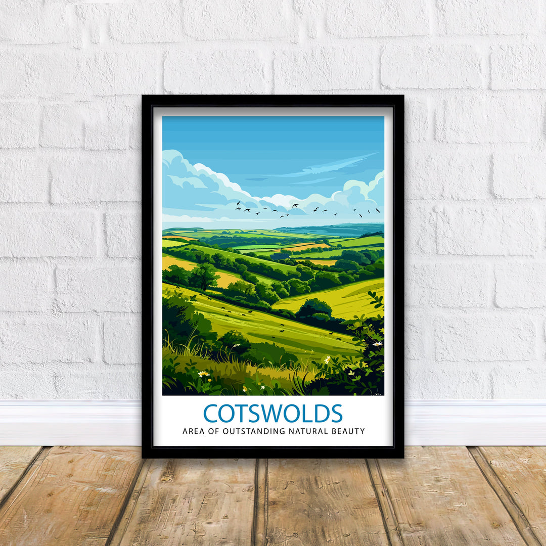 Cotswolds Travel Poster Cotswolds Wall Art Cotswolds Illustration Travel Poster Gift Cotswolds Home Decor