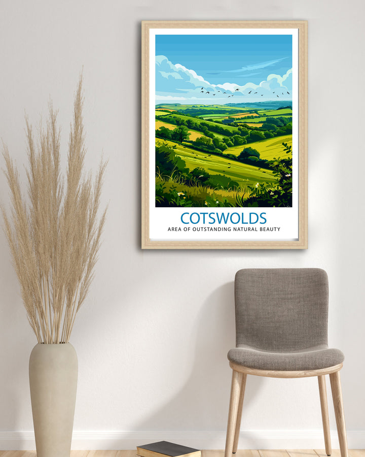 Cotswolds Travel Poster Cotswolds Wall Art Cotswolds Illustration Travel Poster Gift Cotswolds Home Decor