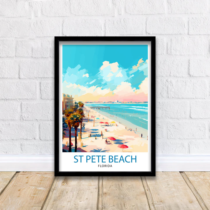 St Pete's Beach Florida Travel Poster Sunshine State Beach Art Gulf Coast Paradise Poster