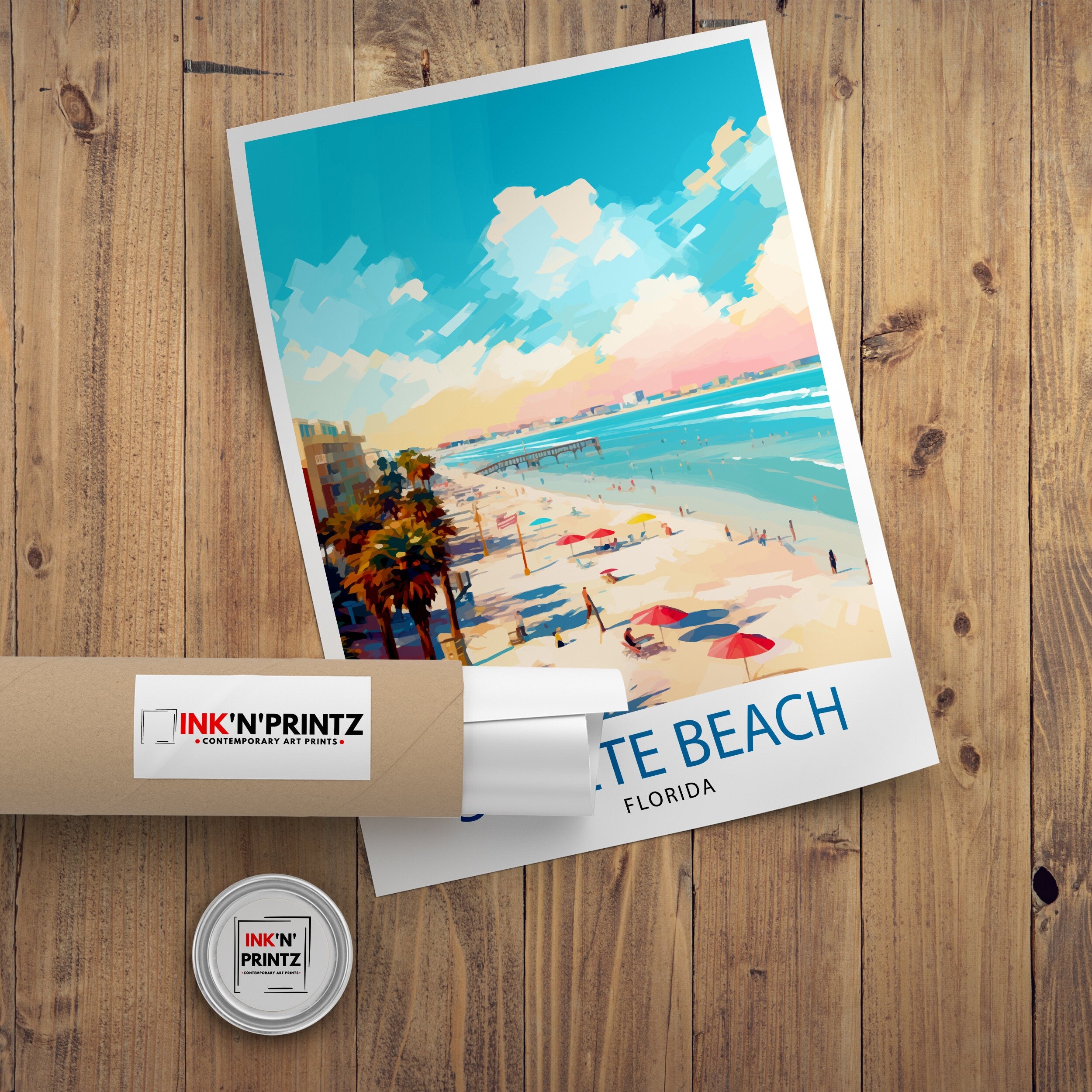 St Pete's Beach Florida Travel Poster Sunshine State Beach Art Gulf Coast Paradise Print| Florida Seaside Wall Decor