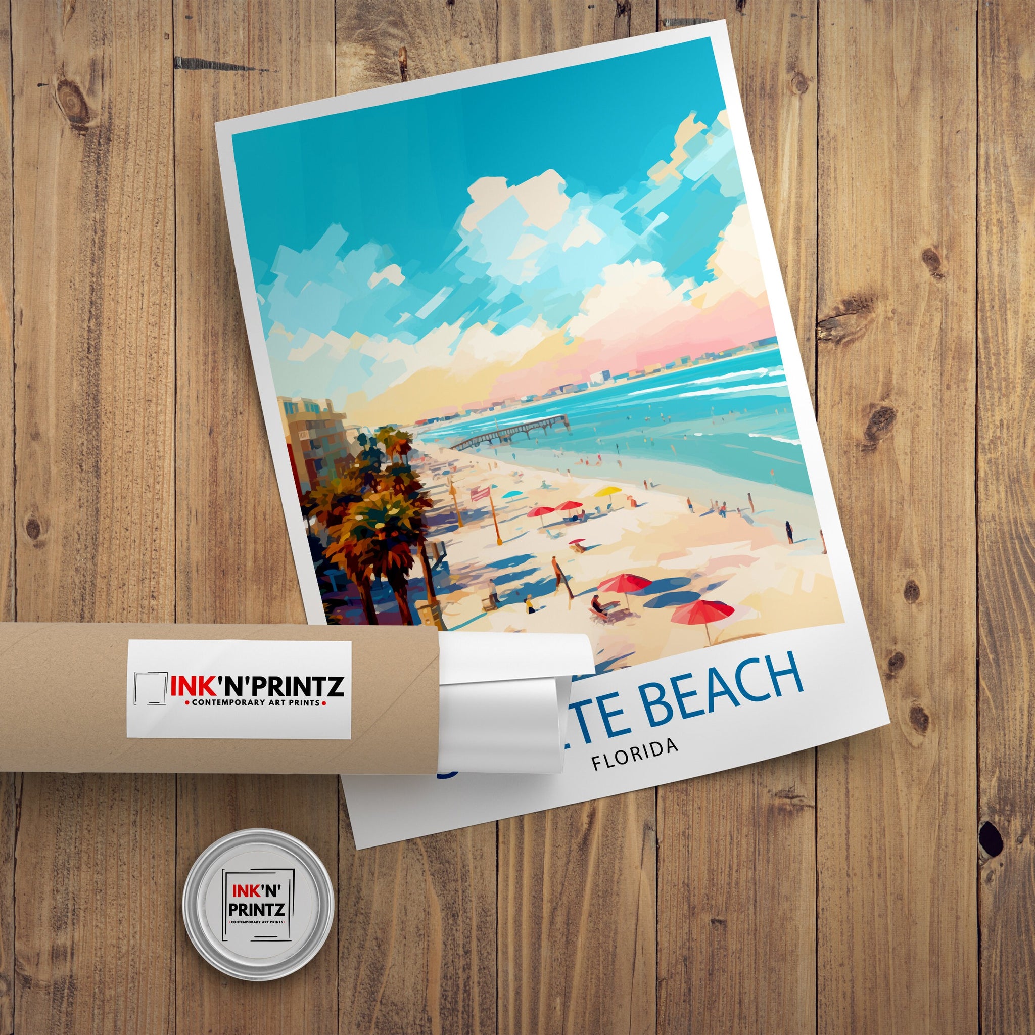 St Pete's Beach Florida Travel Poster Sunshine State Beach Art Gulf Coast Paradise Print| Florida Seaside Wall Decor