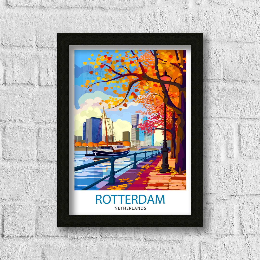 Rotterdam Skyline Netherlands Poster Modern Architecture Art Dutch Harbor Poster Urban Landscape