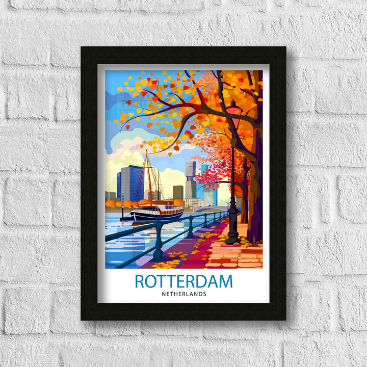 Rotterdam Skyline Netherlands Poster Modern Architecture Art Dutch Harbor Poster Urban Landscape