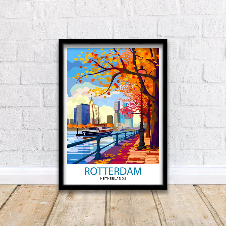 Rotterdam Skyline Netherlands Poster Modern Architecture Art Dutch Harbor Poster Urban Landscape