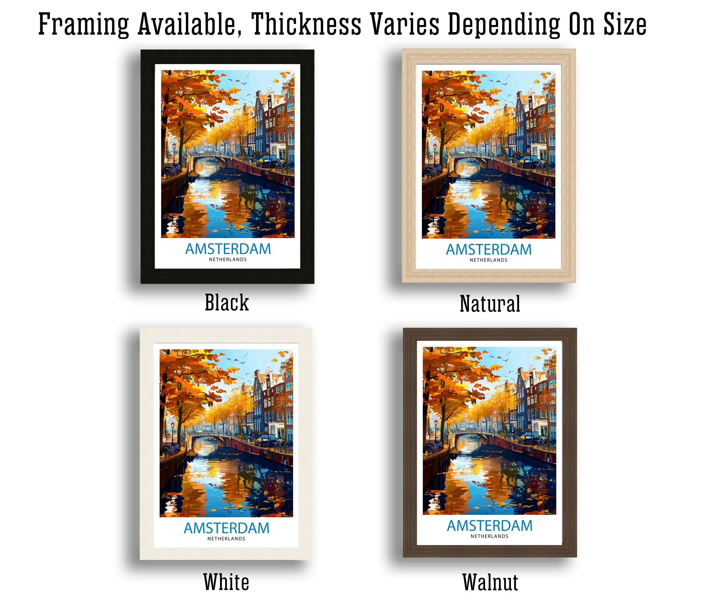 Amsterdam Travel Print Amsterdam Wall Art Amsterdam Cityscape Netherlands Illustration Amsterdam Travel Poster Gift for Amsterdam Lovers