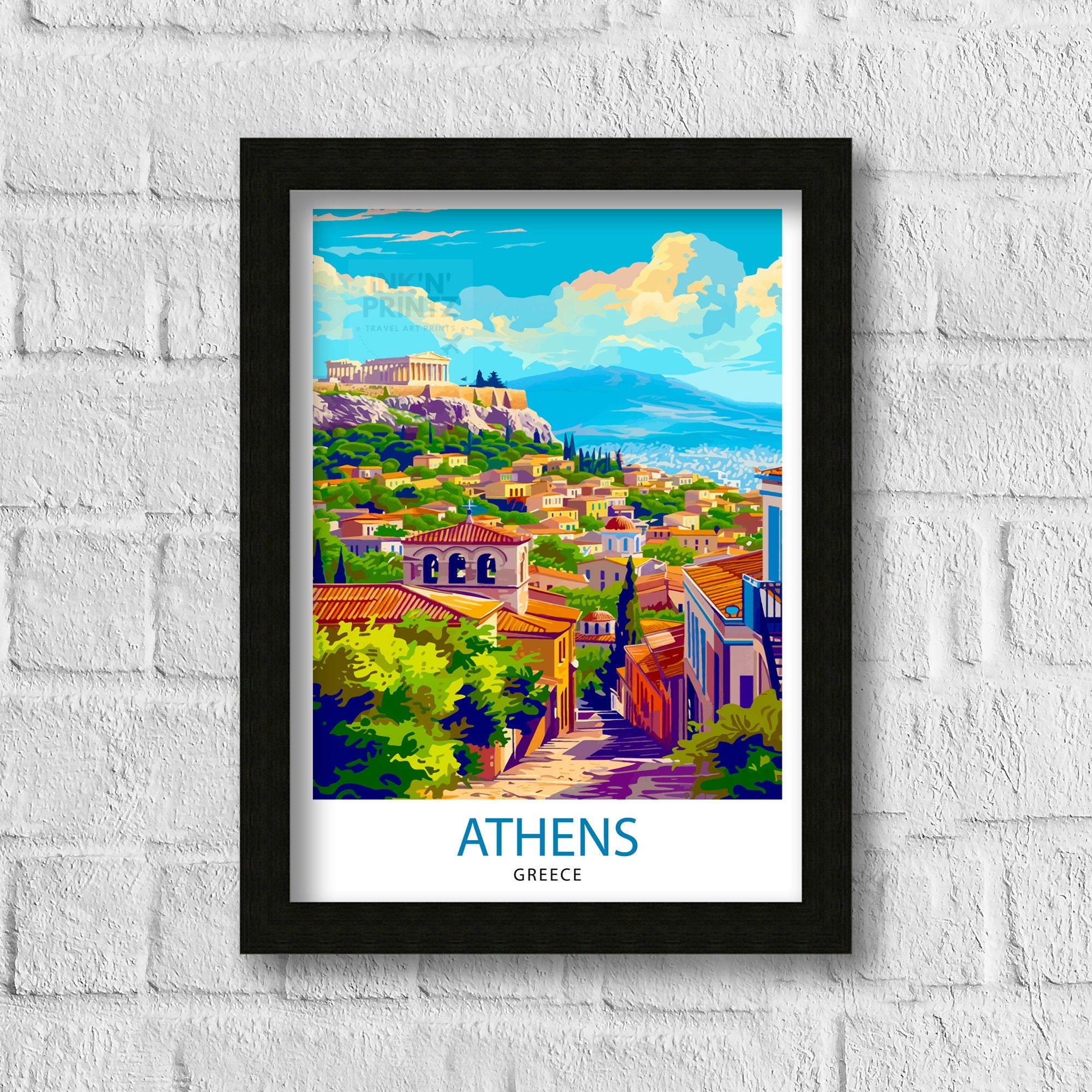 Athens Greece Travel Print Athens Wall Decor Athens Poster Greece Travel Prints Athens Art Print Athens Illustration Athens Wall Art Greece