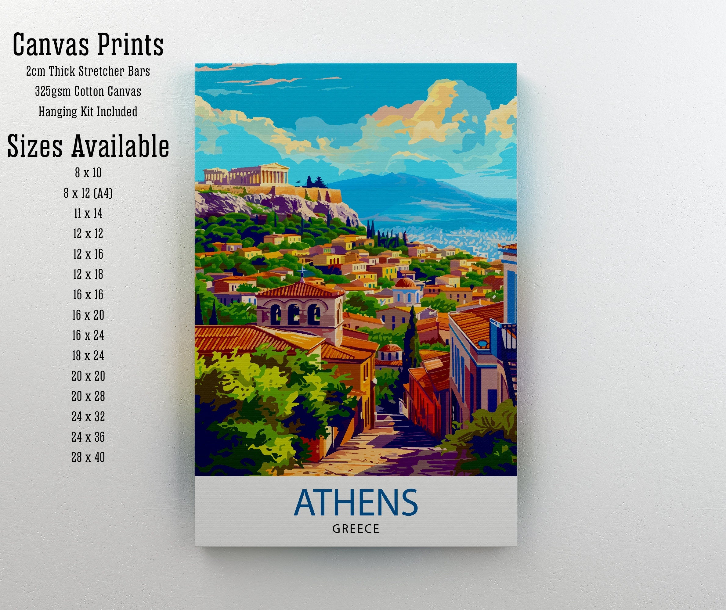 Athens Greece Travel Print Athens Wall Decor Athens Poster Greece Travel Prints Athens Art Print Athens Illustration Athens Wall Art Greece