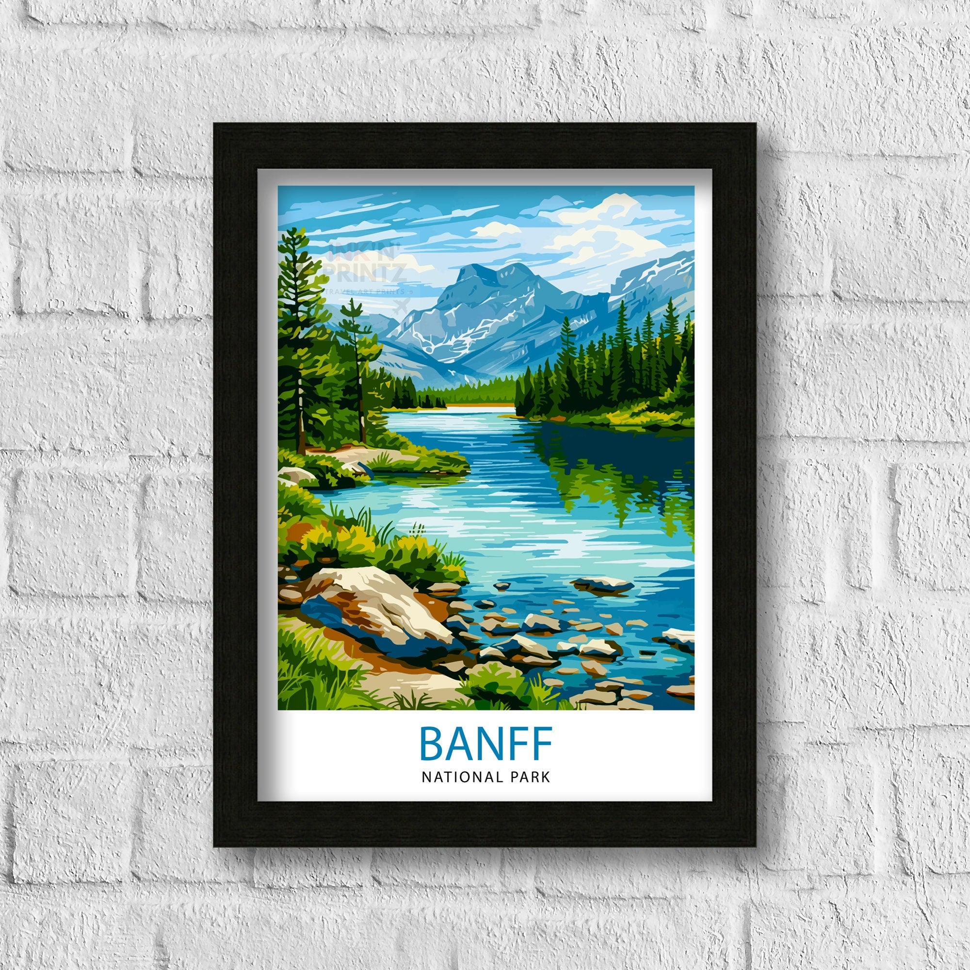 Banff National Park Travel Print Banff Wall Decor Banff Home Decor Banff Canada Illustration Travel Poster Gift For Banff Canada Home Decor