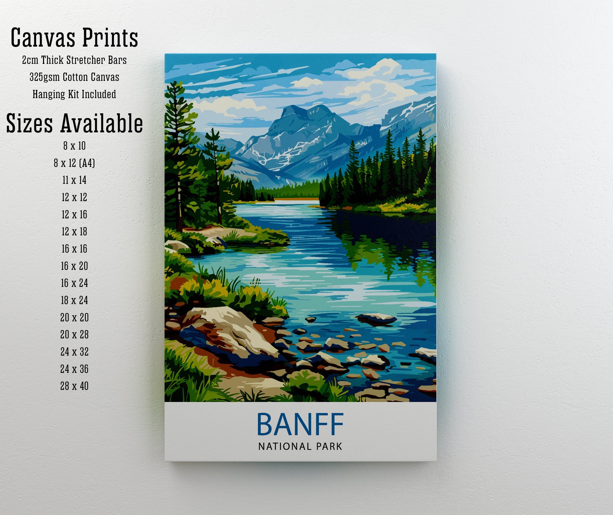 Banff National Park Travel Print Banff Wall Decor Banff Home Decor Banff Canada Illustration Travel Poster Gift For Banff Canada Home Decor