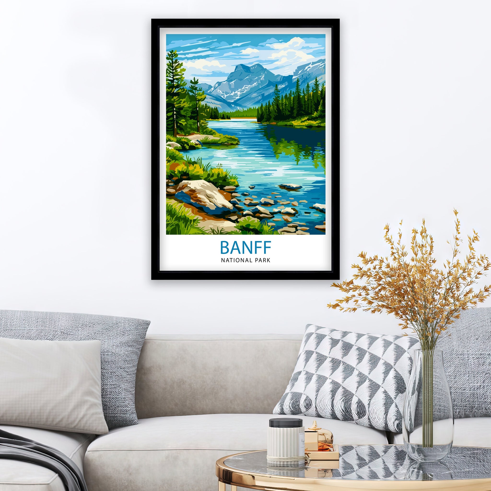 Banff National Park Travel Print Banff Wall Decor Banff Home Decor Banff Canada Illustration Travel Poster Gift For Banff Canada Home Decor
