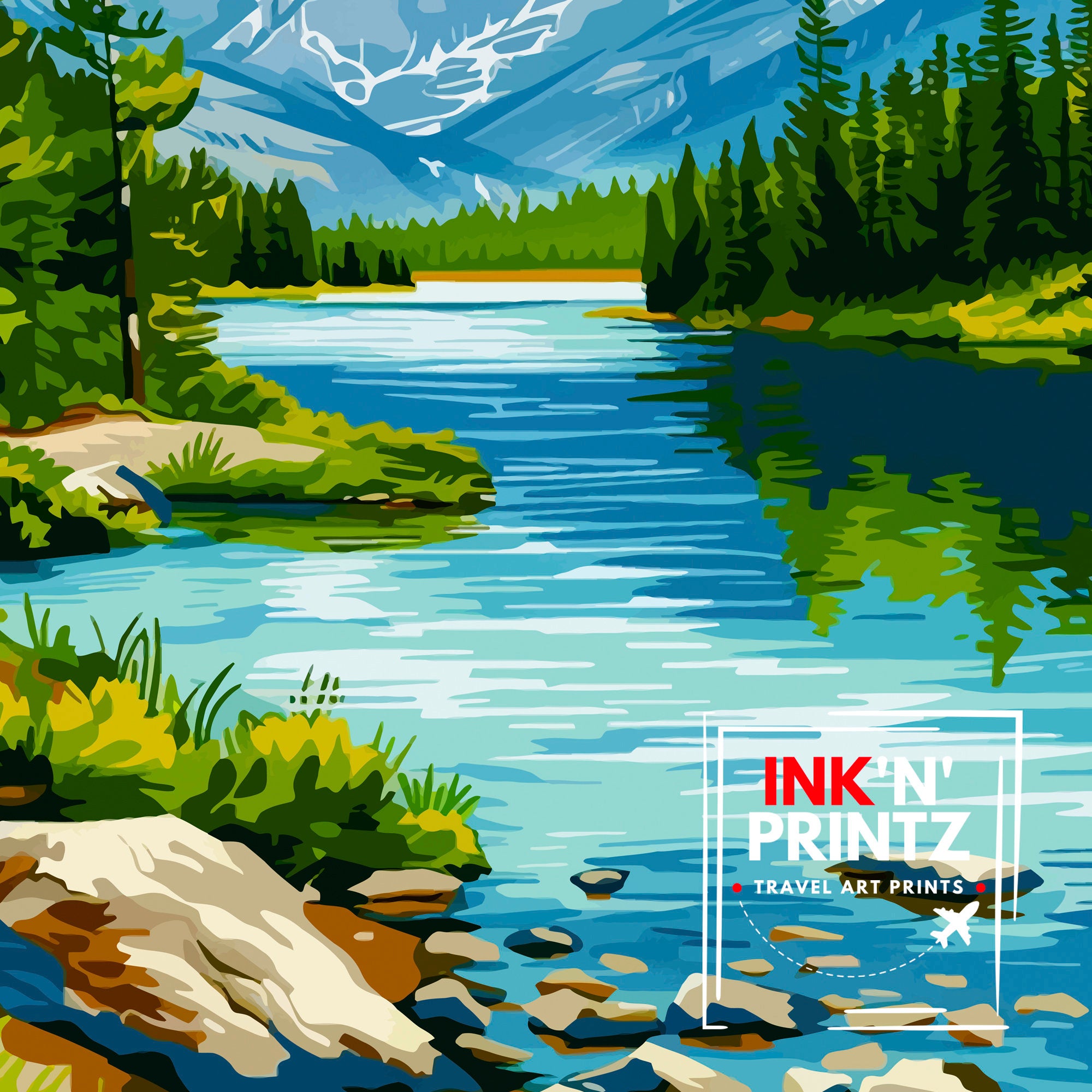 Banff National Park Travel Print Banff Wall Decor Banff Home Decor Banff Canada Illustration Travel Poster Gift For Banff Canada Home Decor