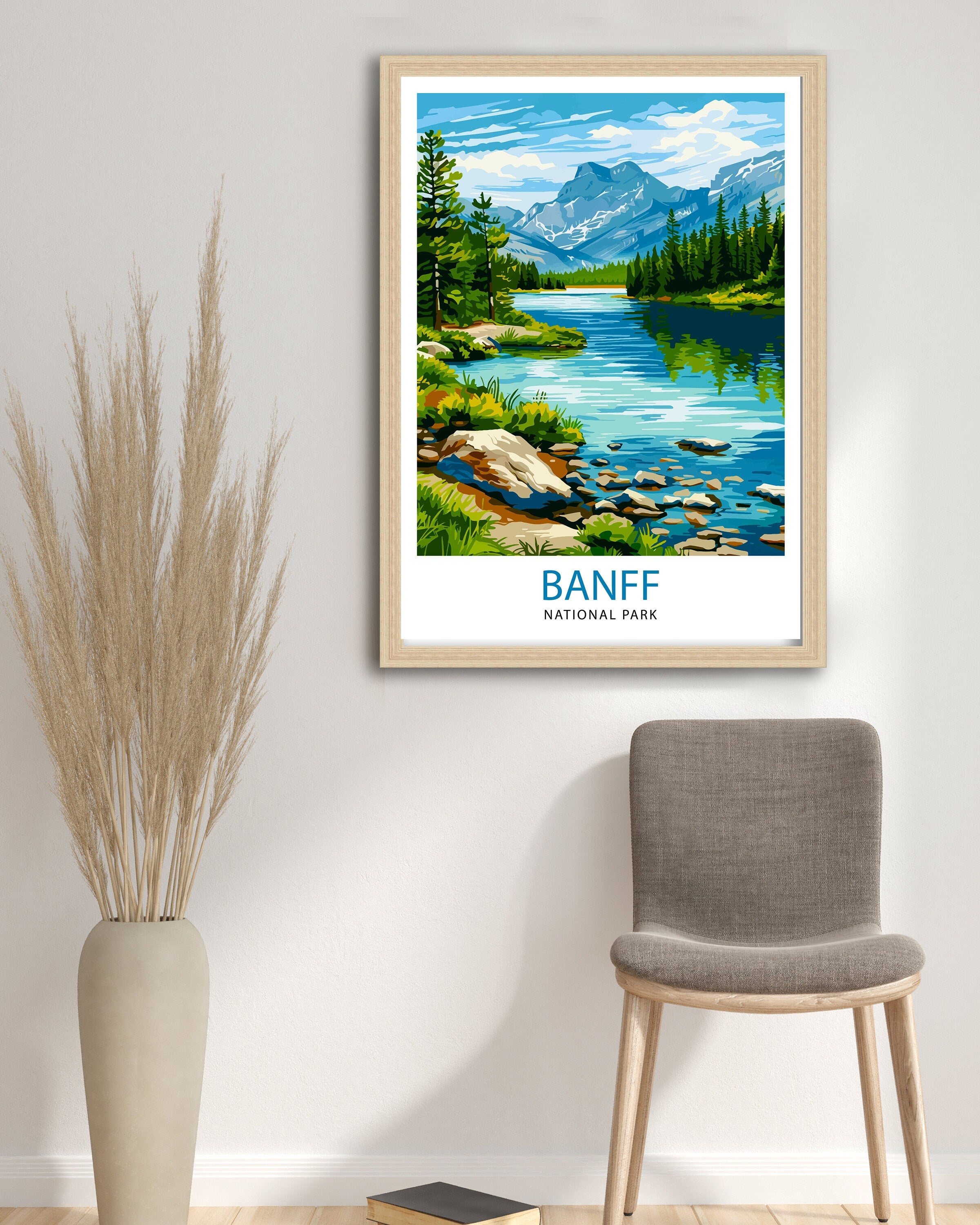 Banff National Park Travel Print Banff Wall Decor Banff Home Decor Banff Canada Illustration Travel Poster Gift For Banff Canada Home Decor