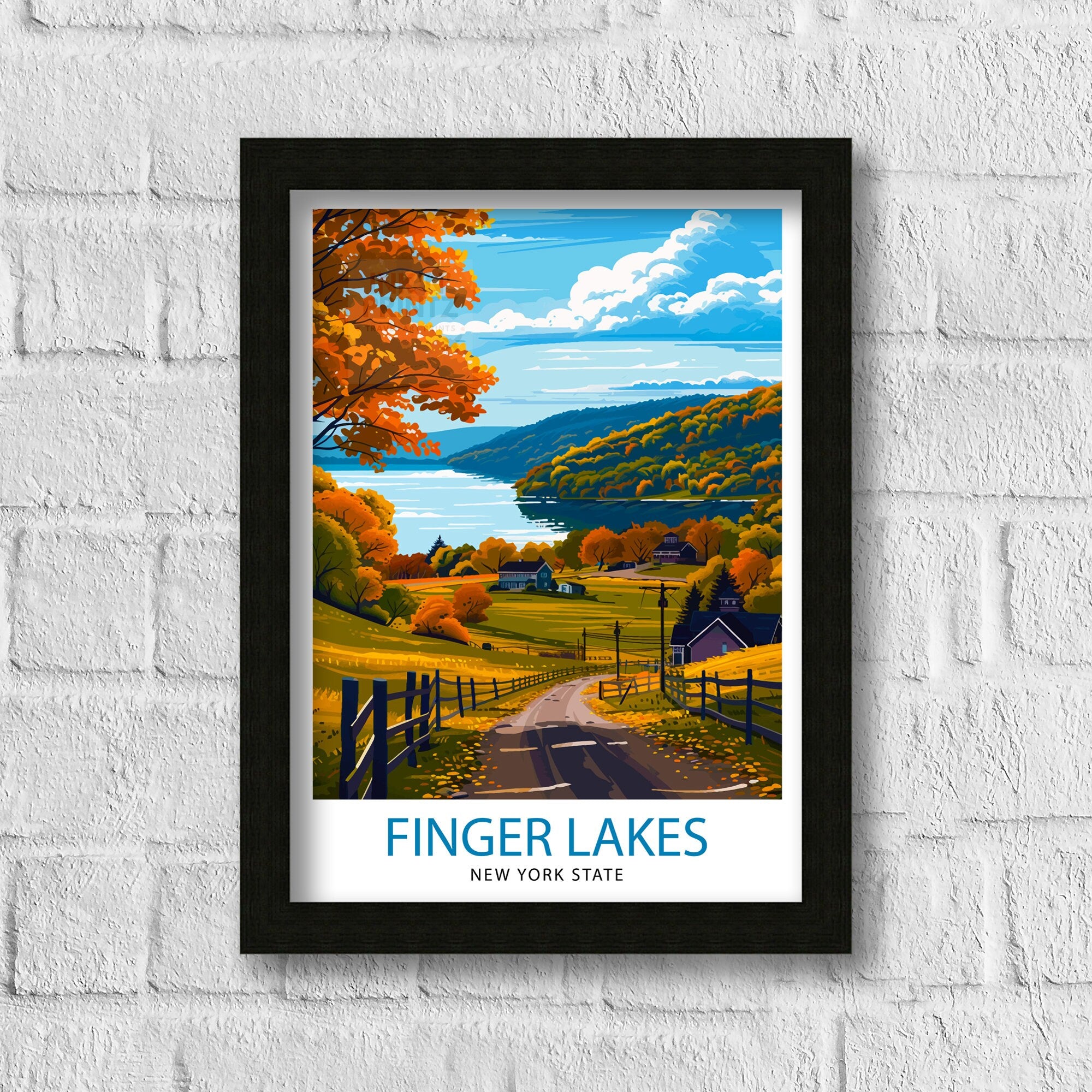 Finger Lakes New York State Travel Print| Finger Lakes Wall Decor Finger Lakes Poster New York State Travel Prints Finger Lakes Art Print