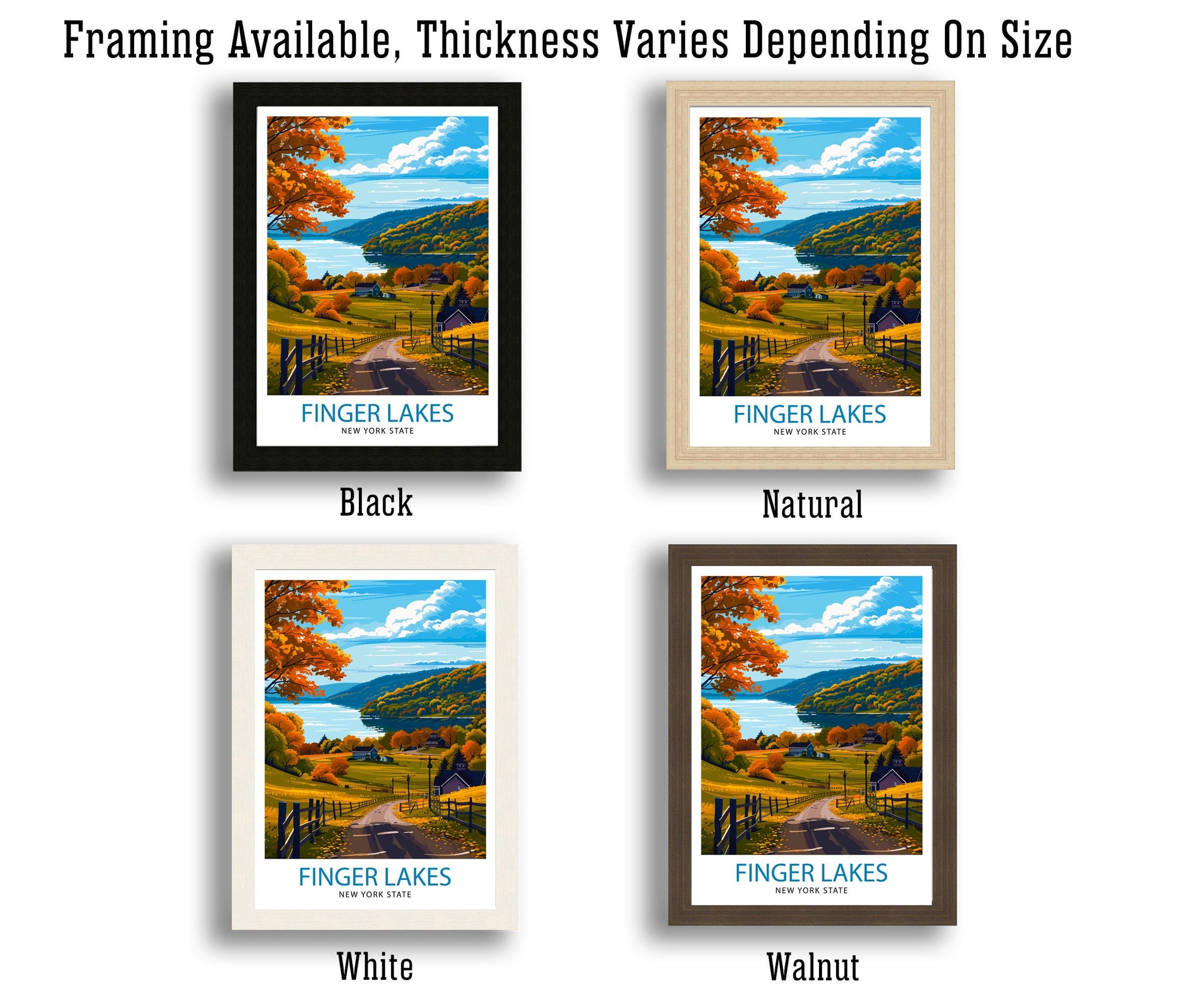 Finger Lakes New York State Travel Print| Finger Lakes Wall Decor Finger Lakes Poster New York State Travel Prints Finger Lakes Art Print