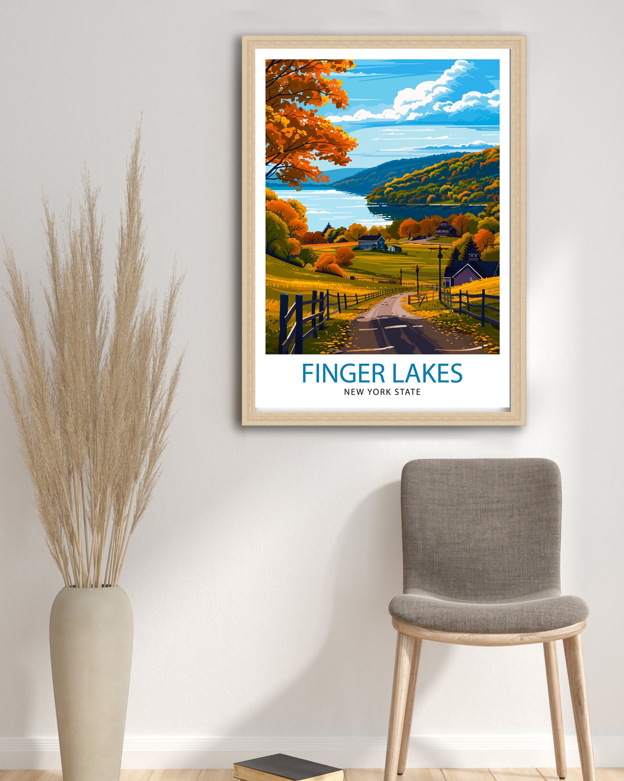 Finger Lakes New York State Travel Print| Finger Lakes Wall Decor Finger Lakes Poster New York State Travel Prints Finger Lakes Art Print