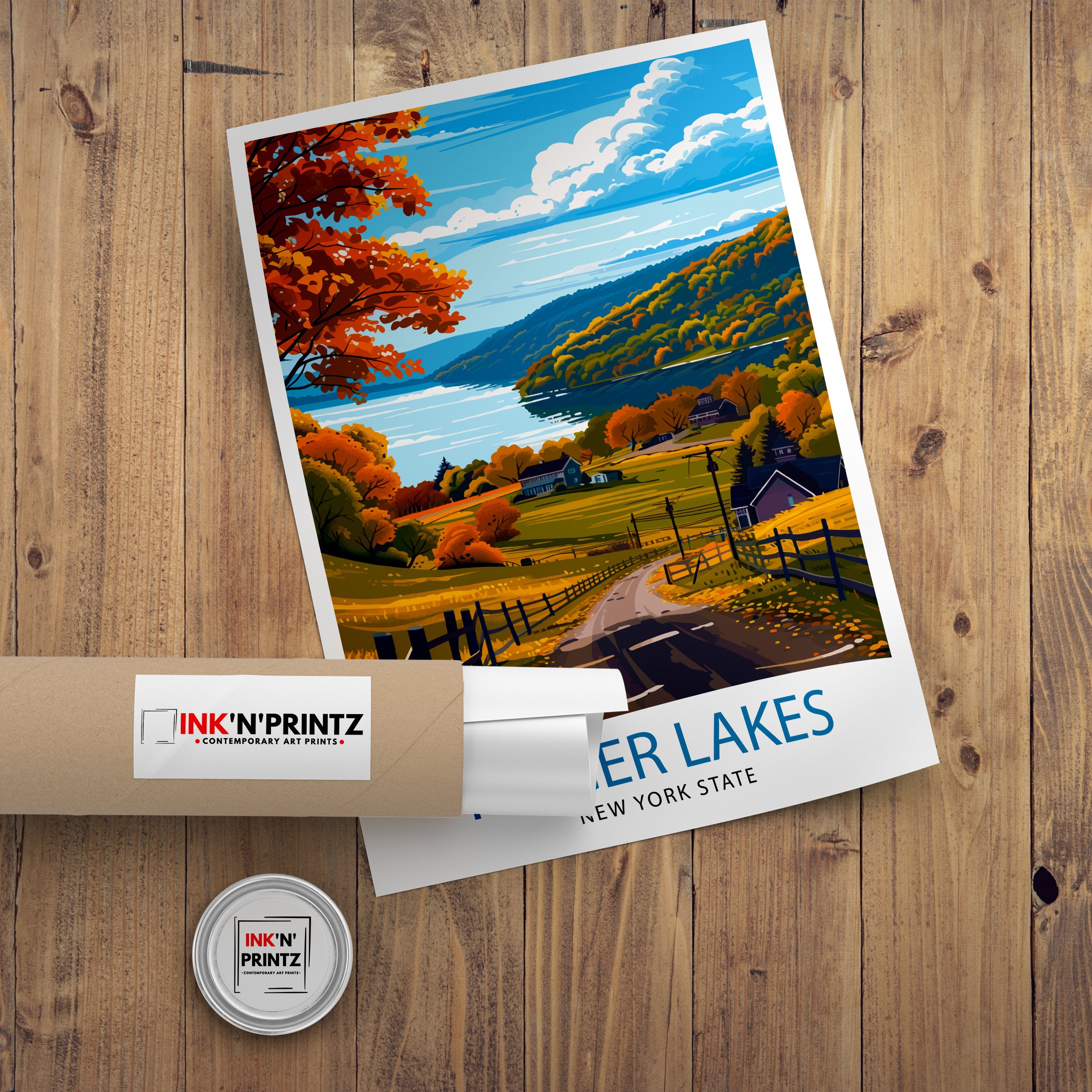 Finger Lakes New York State Travel Print| Finger Lakes Wall Decor Finger Lakes Poster New York State Travel Prints Finger Lakes Art Print
