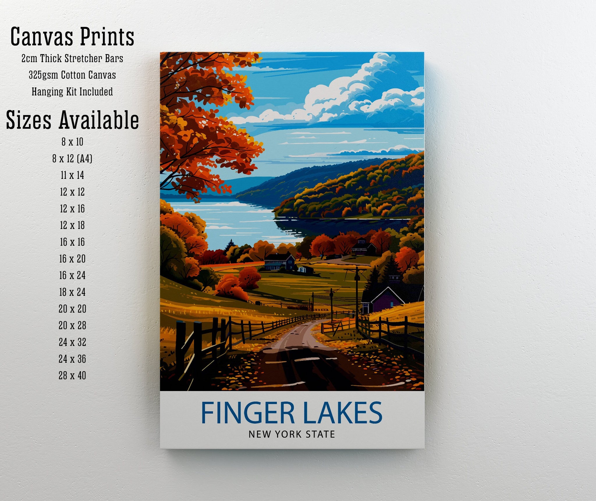 Finger Lakes New York State Travel Print| Finger Lakes Wall Decor Finger Lakes Poster New York State Travel Prints Finger Lakes Art Print
