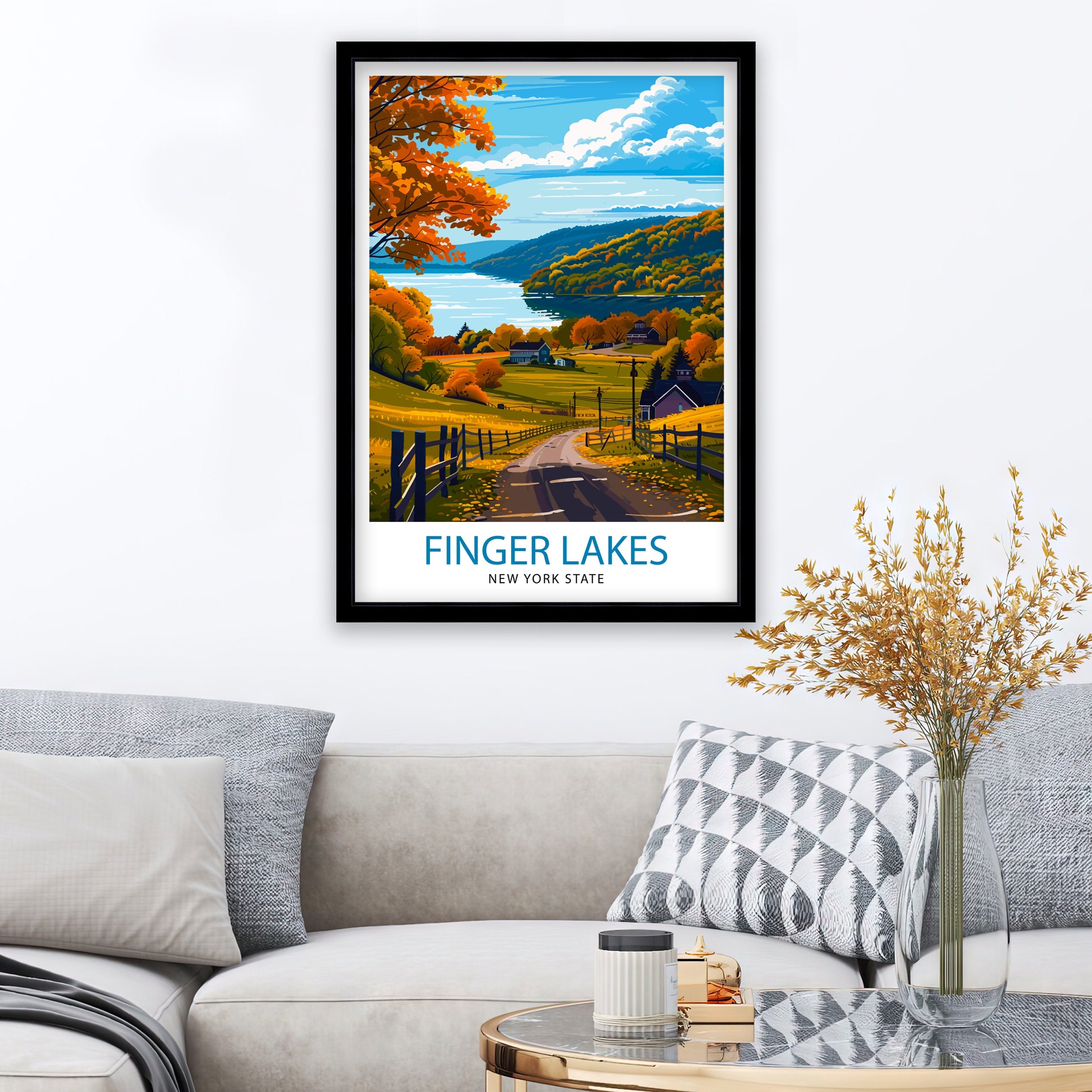 Finger Lakes New York State Travel Print| Finger Lakes Wall Decor Finger Lakes Poster New York State Travel Prints Finger Lakes Art Print