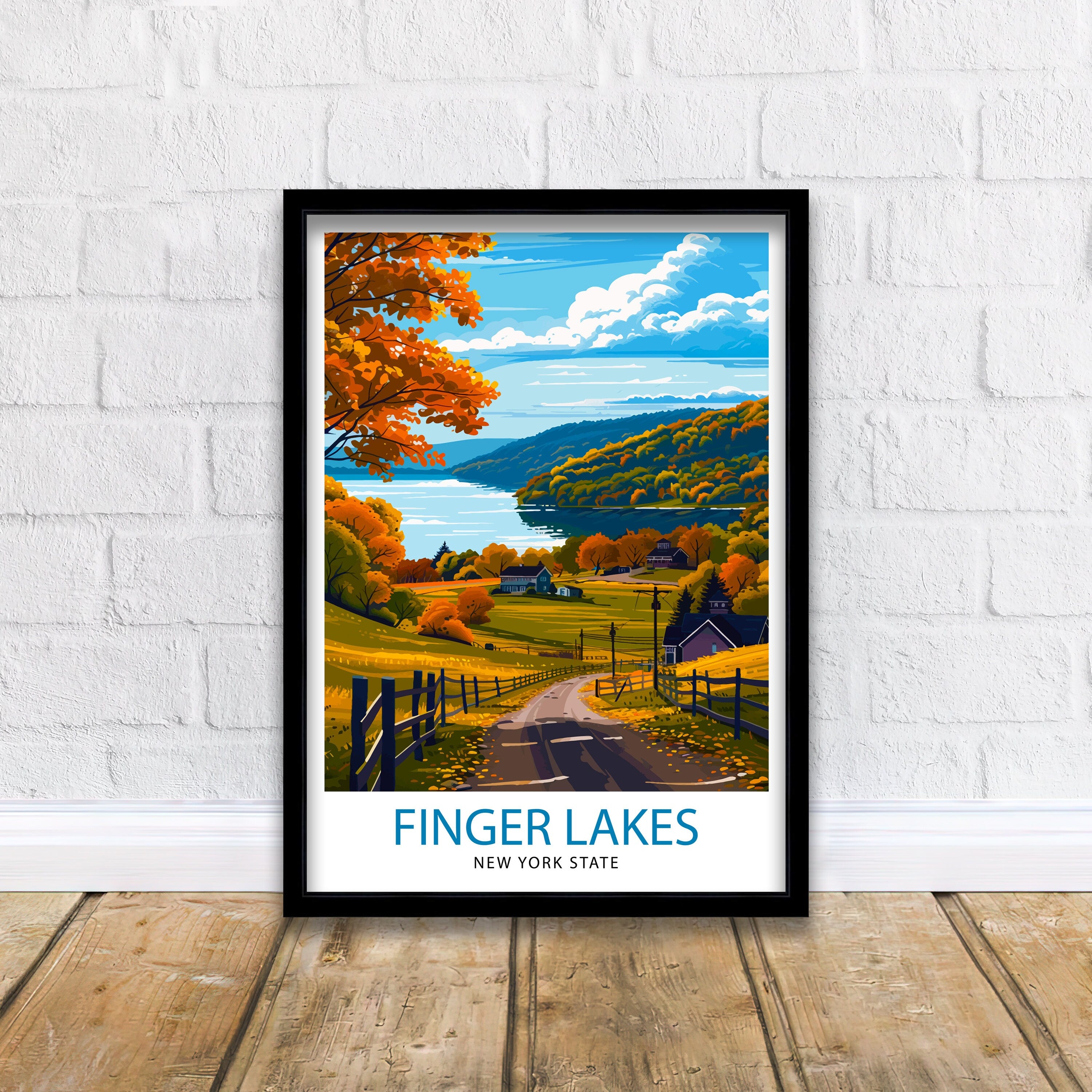 Finger Lakes New York State Travel Print| Finger Lakes Wall Decor Finger Lakes Poster New York State Travel Prints Finger Lakes Art Print