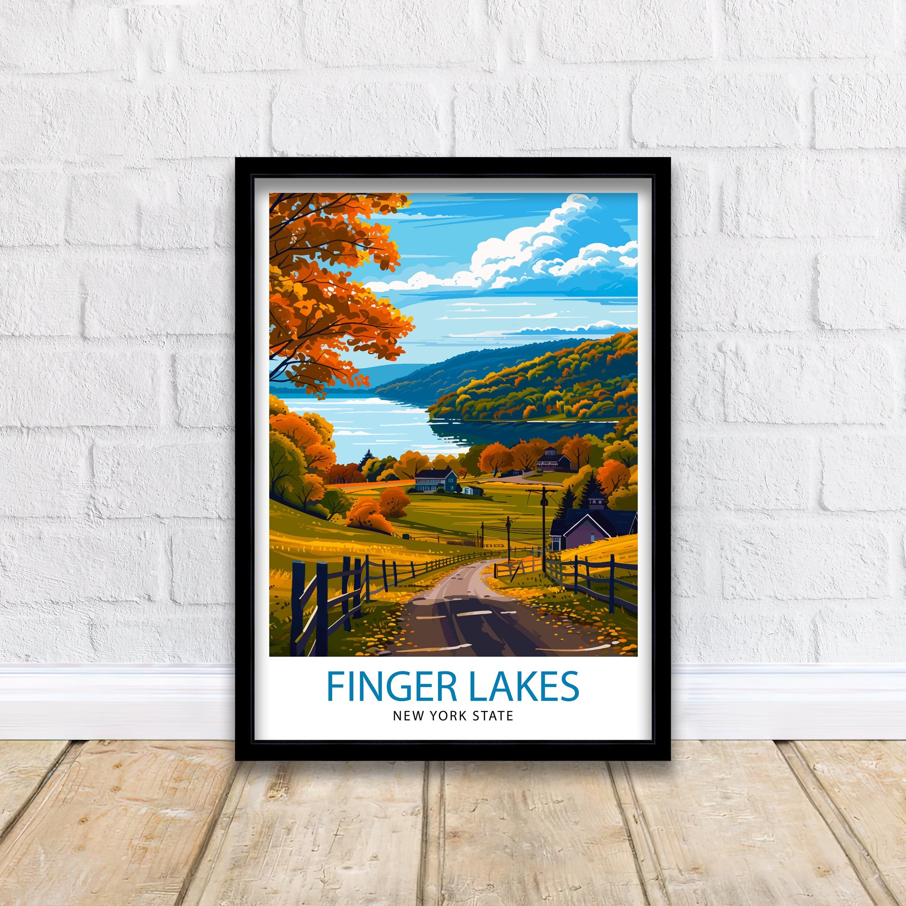 Finger Lakes New York State Travel Print| Finger Lakes Wall Decor Finger Lakes Poster New York State Travel Prints Finger Lakes Art Print