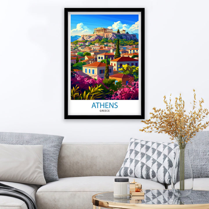 Athens Greece Travel Print Athens Wall Decor Athens Poster Greece Travel Prints Athens Art Print Athens Illustration Athens Wall Art Greece