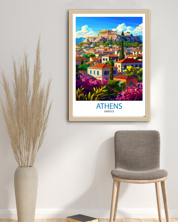 Athens Greece Travel Print Athens Wall Decor Athens Poster Greece Travel Prints Athens Art Print Athens Illustration Athens Wall Art Greece