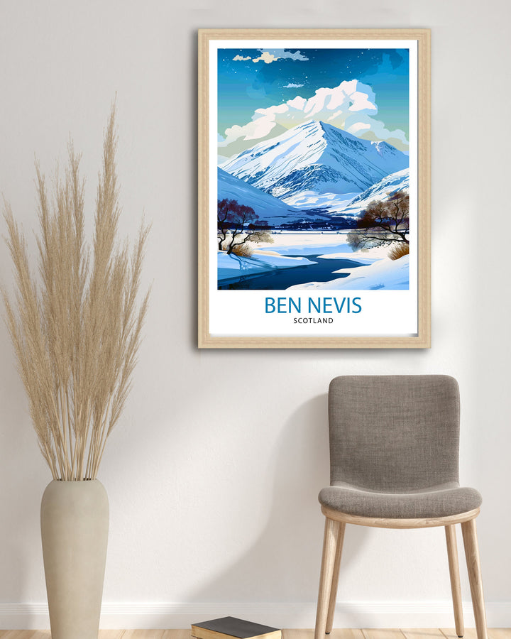 Ben Nevis Print Scottish Mountain Decor Fort William Scotland Wall Art Ben Nevis Summit Poster Scottish Highlands Landscape Artwork Hiking