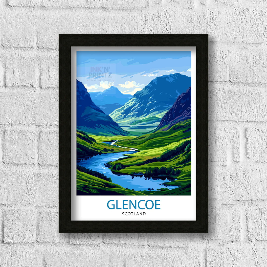 Glencoe Scotland Travel Poster Glencoe Wall Art Glencoe Illustration Scotland Poster Scotland