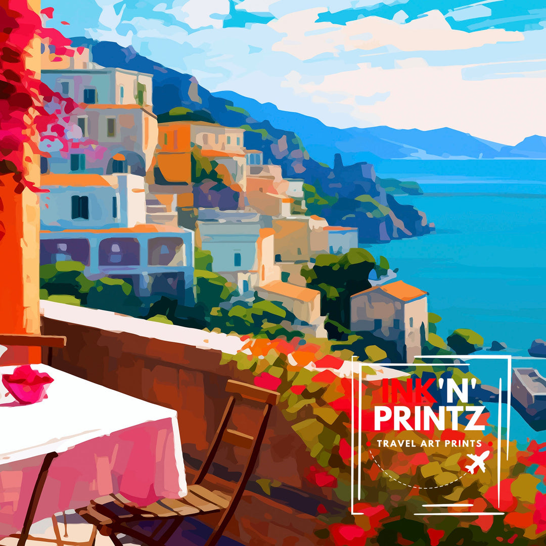 Amalfi Coast Italy Travel Poster Amalfi Coast