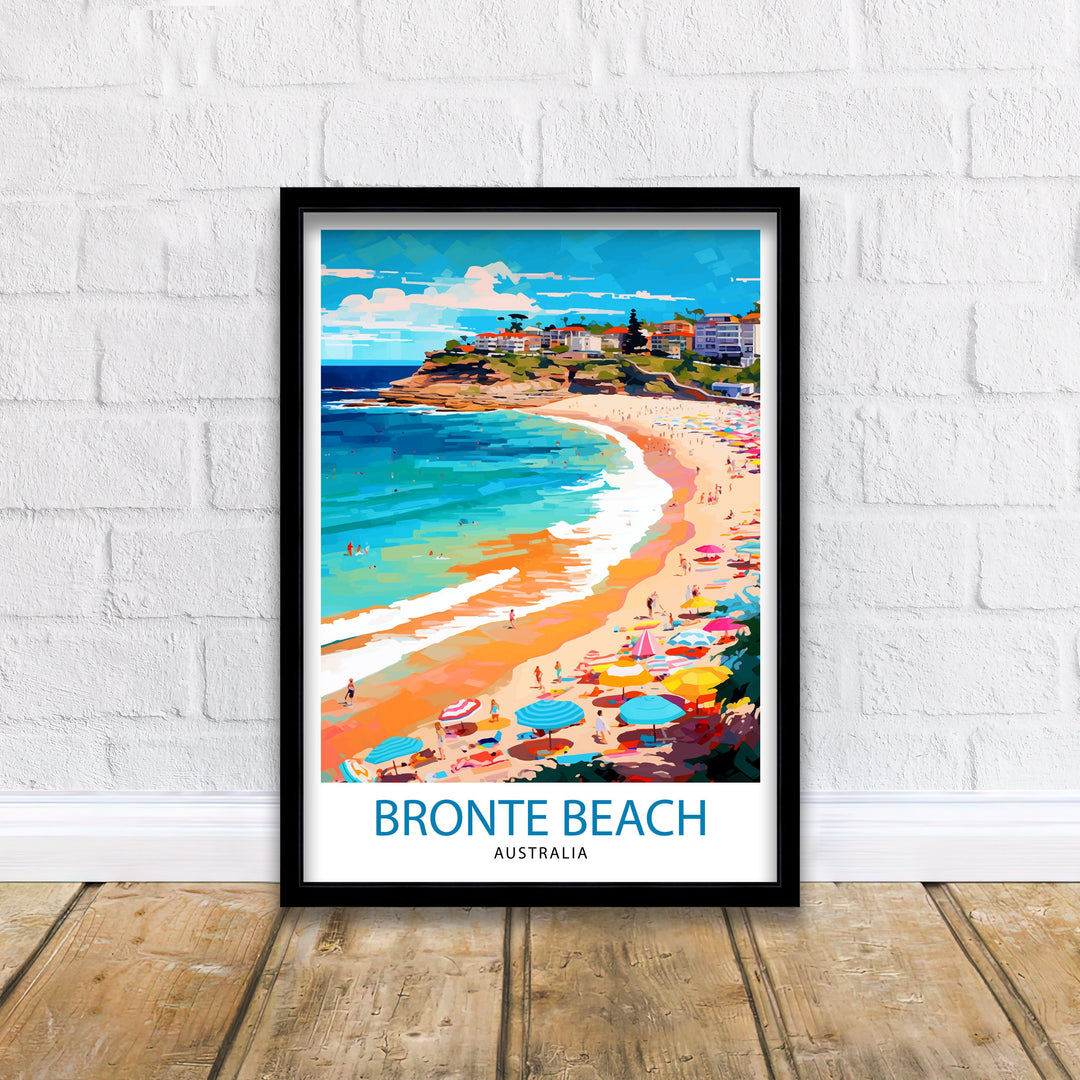 Bronte Beach Australia Travel Poster Coastal