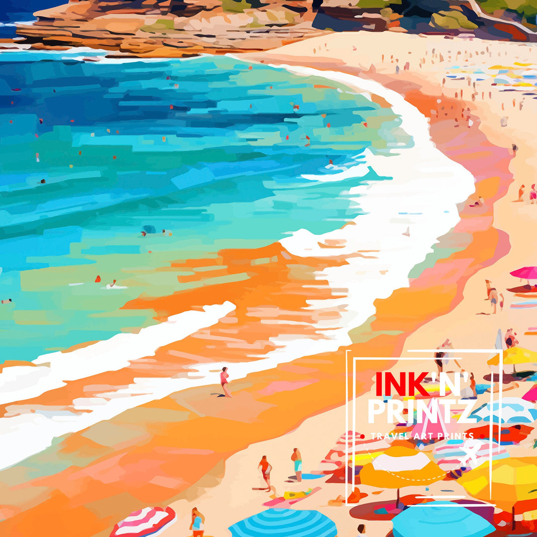 Bronte Beach Australia Travel Poster Coastal