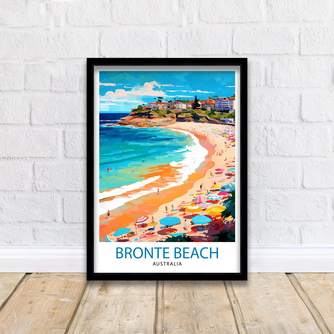 Bronte Beach Australia Travel Poster Coastal