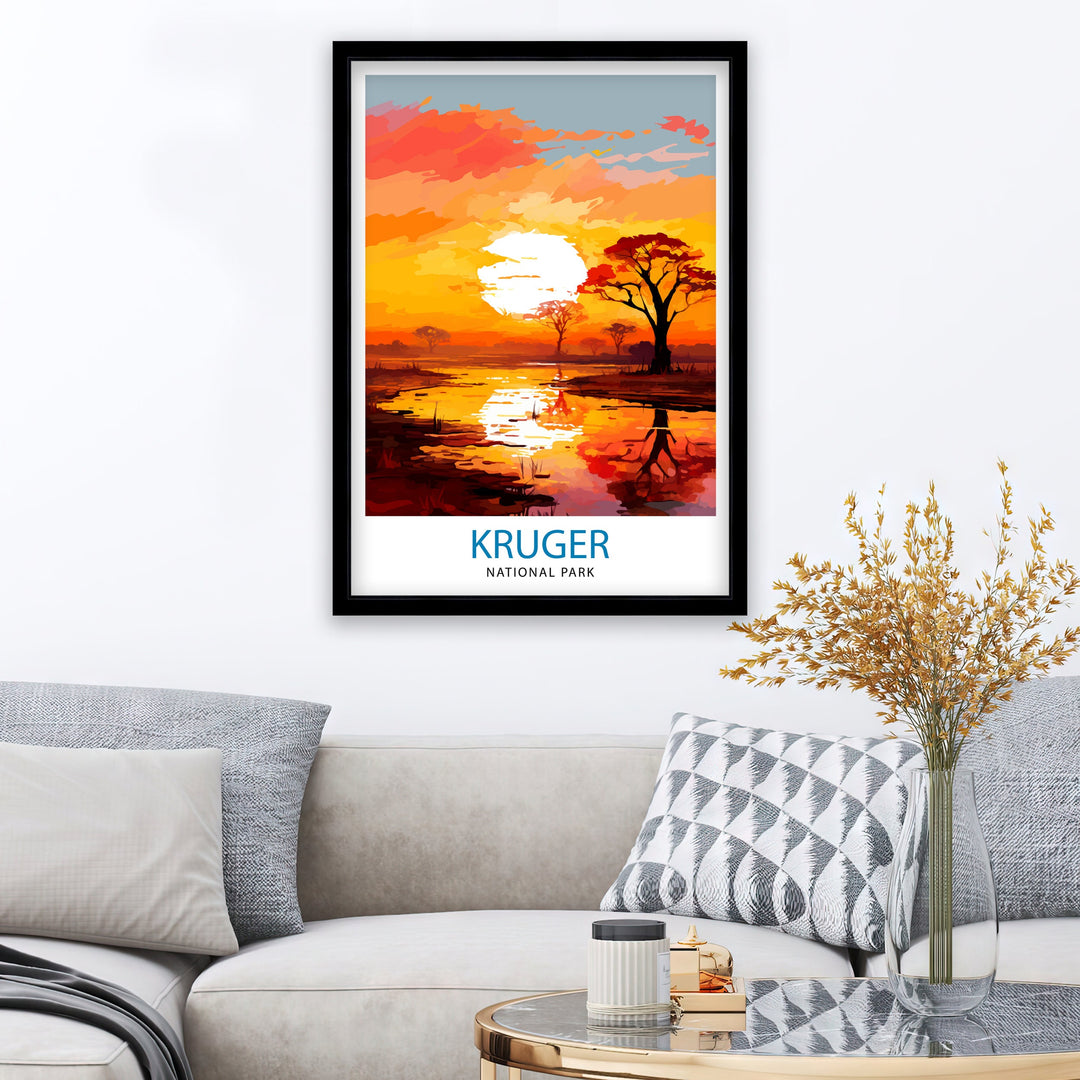 Kruger National Park Travel Poster Wall Art Kruger National Park Wall Hanging Home Décor Kruger National Park Gift Art Lovers South