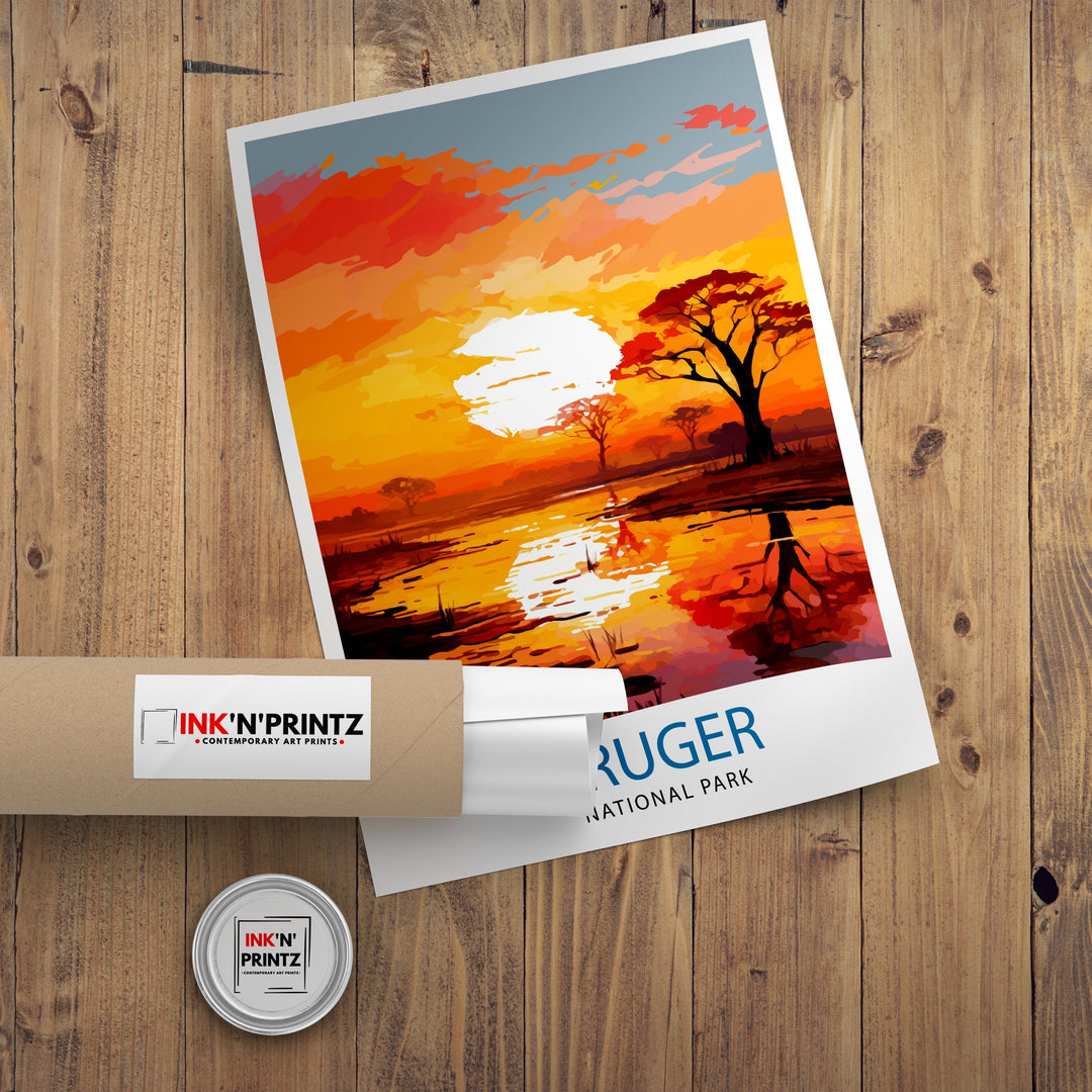 Kruger National Park Travel Poster Wall Art Kruger National Park Wall Hanging Home Décor Kruger National Park Gift Art Lovers South