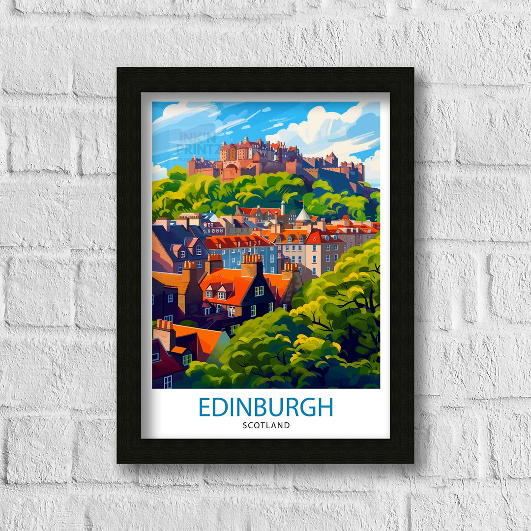 Edinburgh Scotland Travel Poster Edinburgh Wall Art Edinburgh Home Decor Scotland Illustration