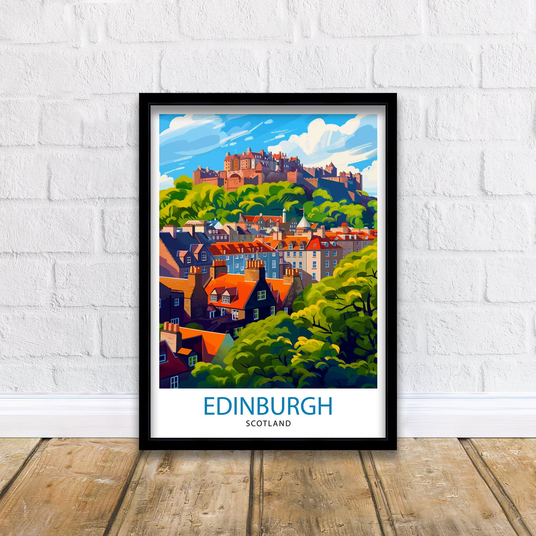 Edinburgh Scotland Travel Poster Edinburgh Wall Art Edinburgh Home Decor Scotland Illustration