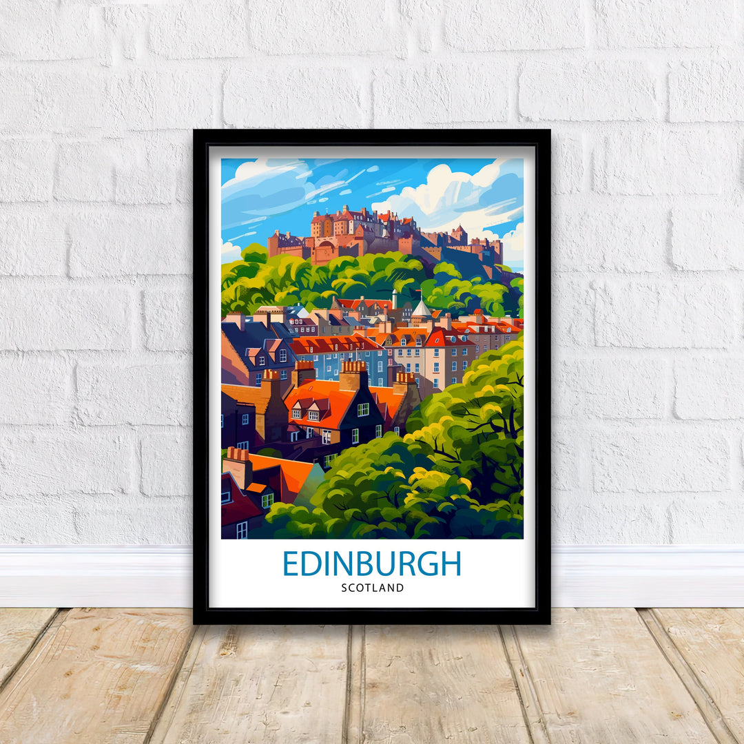 Edinburgh Scotland Travel Poster Edinburgh Wall Art Edinburgh Home Decor Scotland Illustration