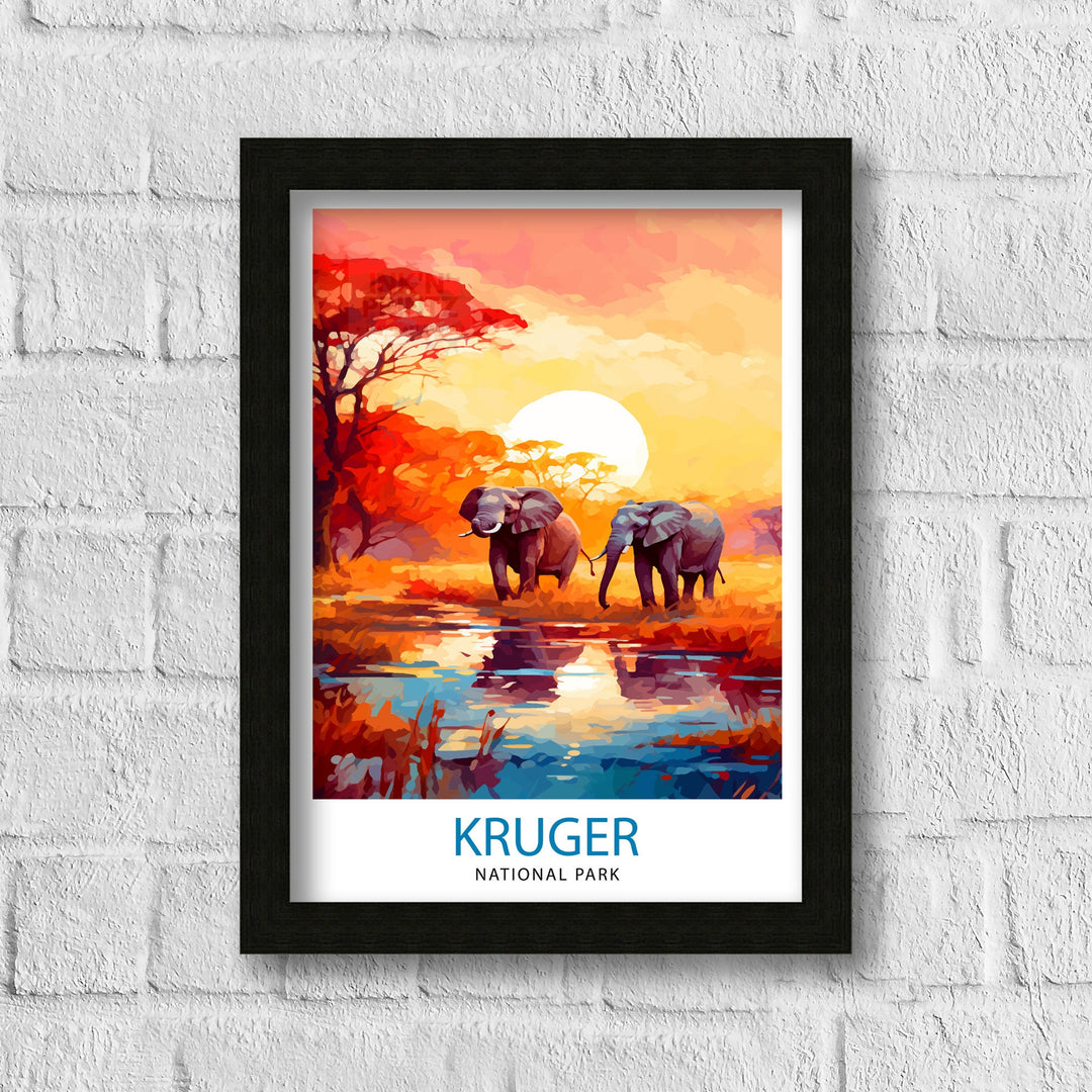 Kruger National Park Travel Poster Wall Art Kruger National Park Wall Hanging Home Décor Kruger National Park Gift Art Lovers South