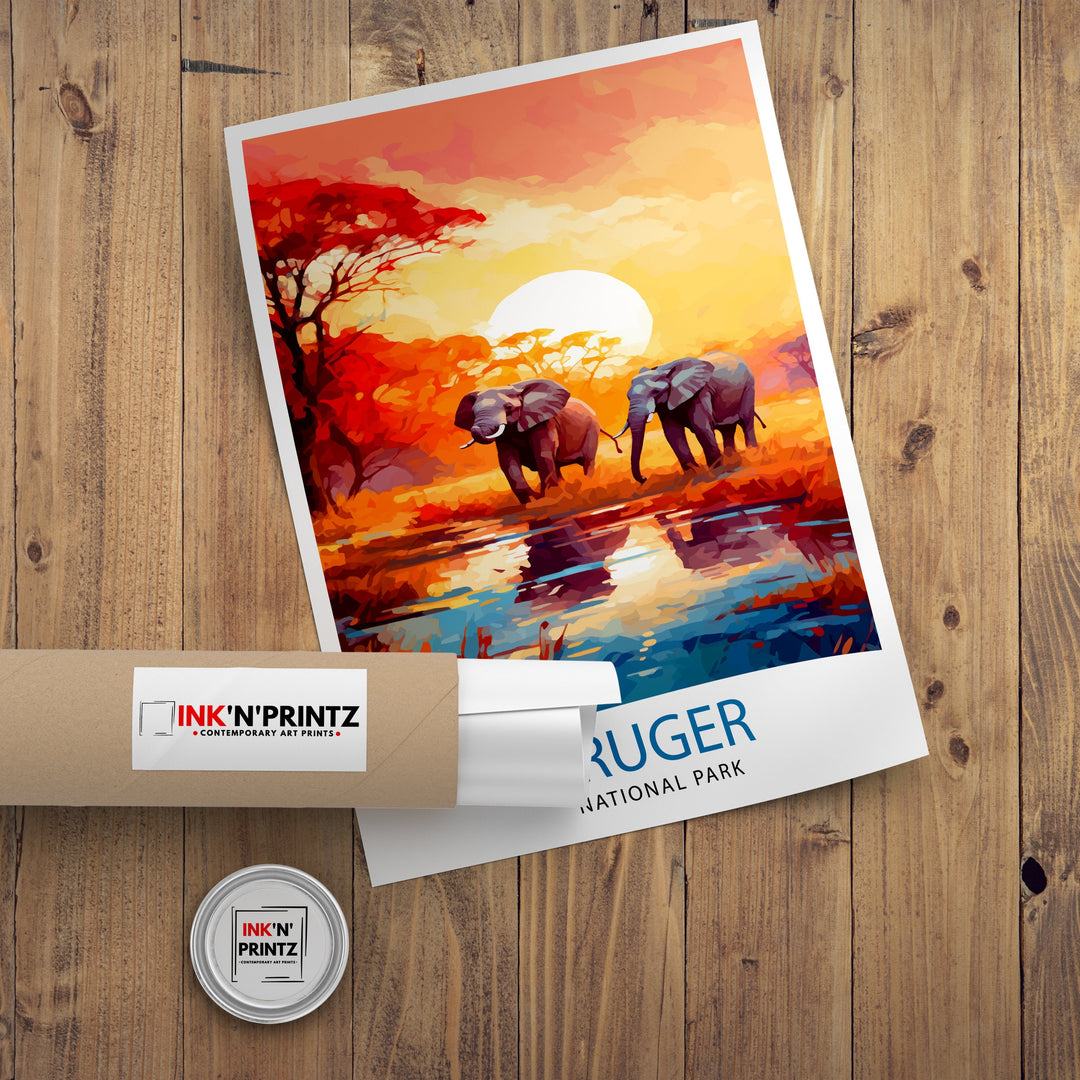 Kruger National Park Travel Poster Wall Art Kruger National Park Wall Hanging Home Décor Kruger National Park Gift Art Lovers South